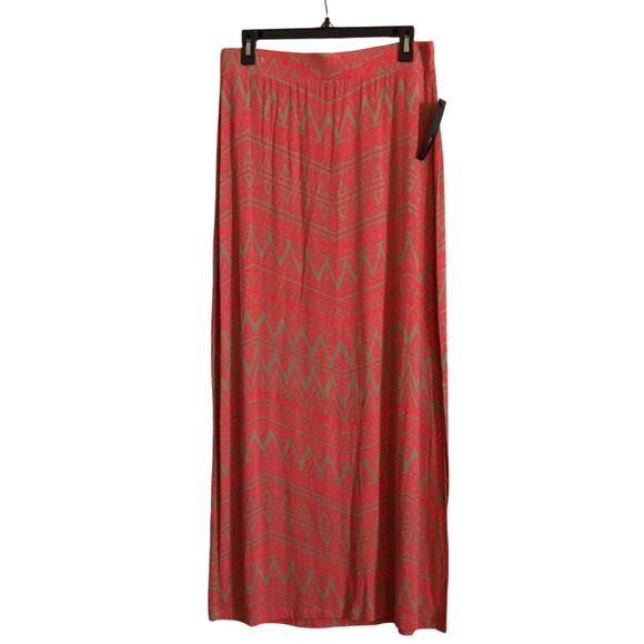 NWT APT 9, Column Maxi Skirt Size Medium Coral & Beige Pattern - Picture 1 of 4